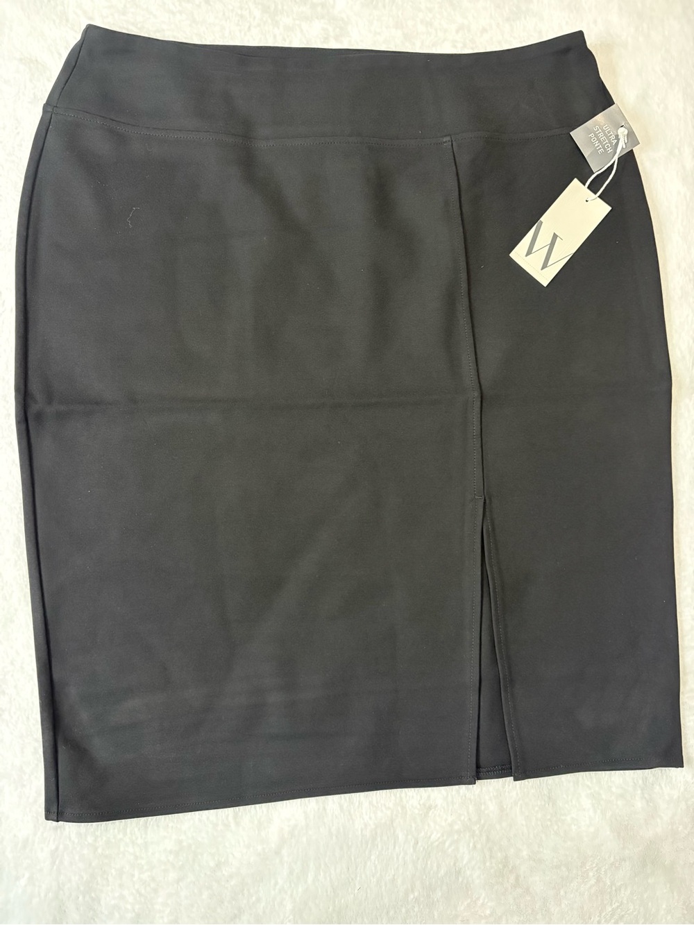 W by Worth Black Stretch Pencil Skirt with Front Slit Detail